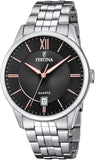 Festina Classic Stainless Steel Black Dial Men's Watch | F20425/6 | Time Watch Specialists
