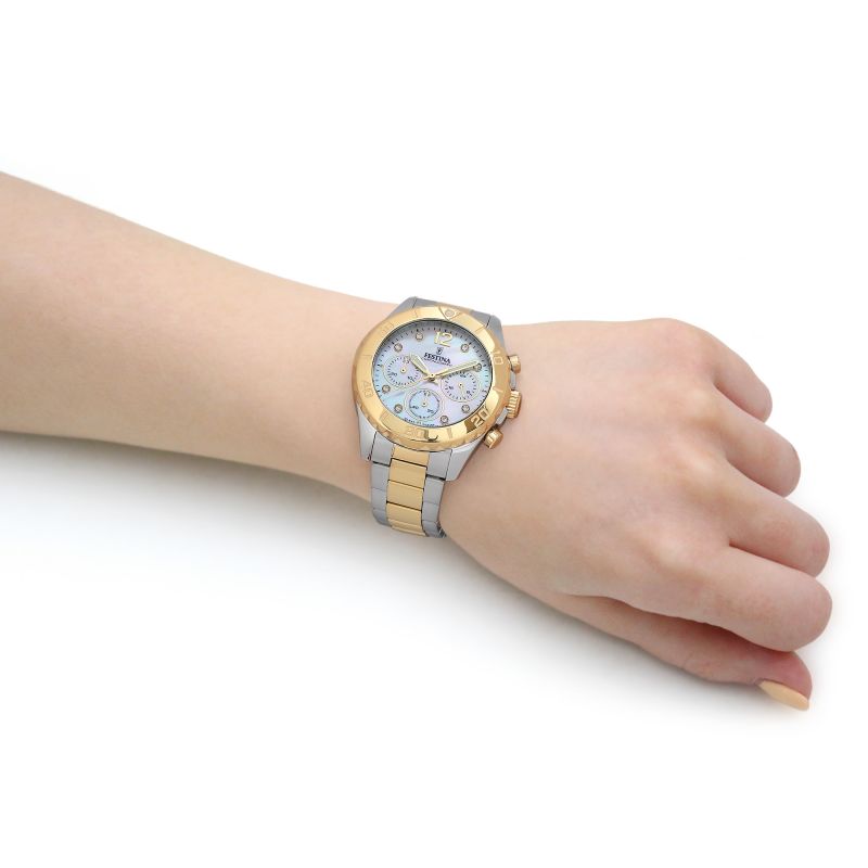 Festina Gold-Plated Chronograph Woman's Watch | F20604/1 | Time Watch Specialists