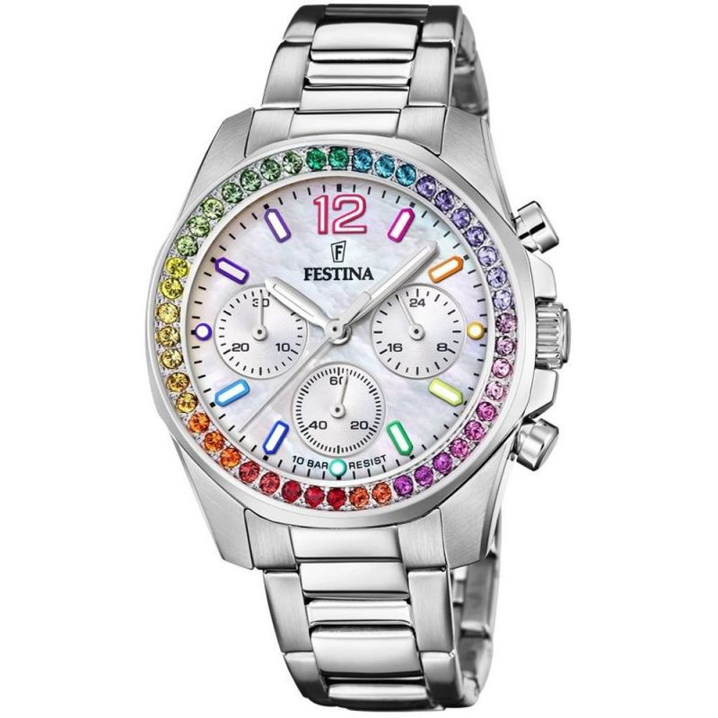 Buy Festina Boyfriend Quartz Chronograph Mother Of Pearl Dial
