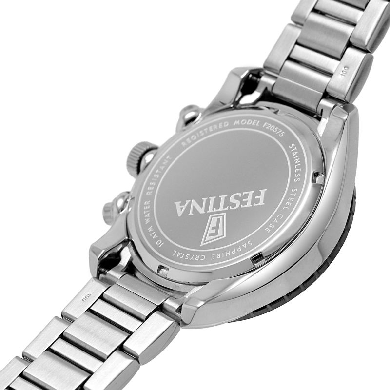 Festina Stainless Steel Black Dial Chronograph Men's Watch | F20575/3 | Time Watch Specialists