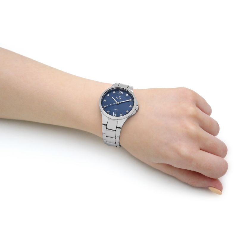 Festina Stainless Steel Blue Dial Woman's Watch | F20582/3 | Time Watch Specialists