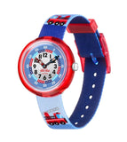Flik Flak Firetruck Red & Blue Textile Watch | FBNP160 | Time Watch Specialists