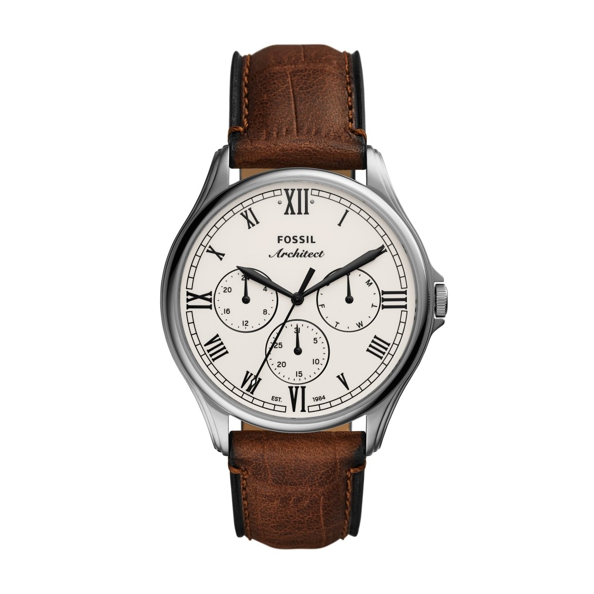 Fossil ARC-02 Multifunction Brown Croco Leather Men's Watch - FS5800 | Time Watch Specialists