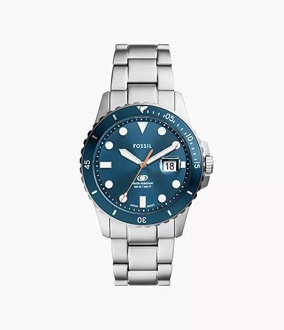 Fossil Blue Dive Three-Hand Date Stainless Steel Men's Watch | FS6050 | Time Watch Specialists