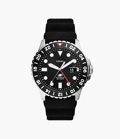 Fossil Blue GMT Black Silicone Men's Watch | FS6036 | Time Watch Specialists