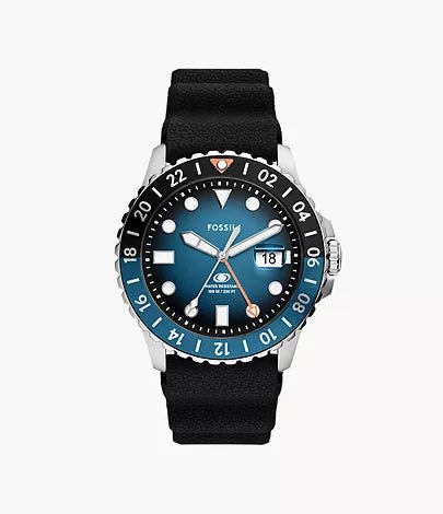 Fossil Blue GMT Black Silicone Men's Watch | FS6049 | Time Watch Specialists