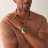 Fossil Blue GMT Gold-Tone Stainless Steel Men's Watch | FS5990 | Time Watch Specialists