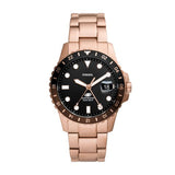 Fossil Blue GMT, Rose Gold-Tone Stainless Steel Men's Watch | FS6027 | Time Watch Specialists