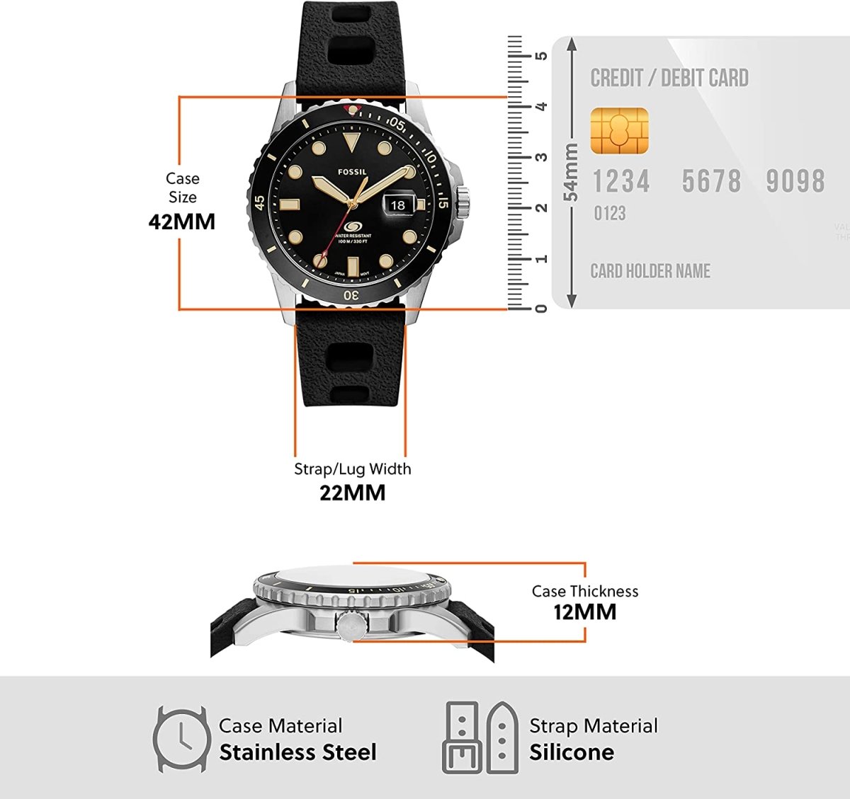 Fossil Blue Quartz Stainless Steel Dive-Inspired Casual Men's Watch - FS5947 | Time Watch Specialists