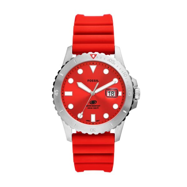Fossil Blue Three-Hand Date Red Silicone Men's Watch | FS5997 | Time Watch Specialists