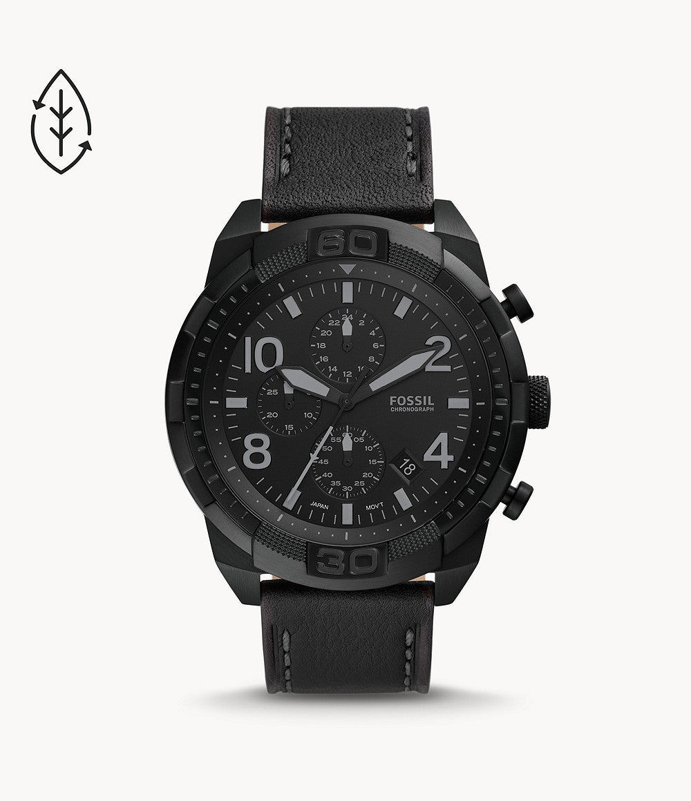 Fossil Bronson Chronograph Black Eco Leather Watch - FS5874 | Time Watch Specialists