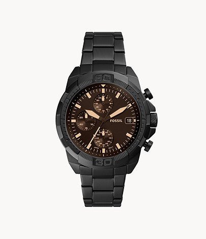 Fossil Bronson Chronograph Black Stainless Steel Men's Watch - FS5851 | Time Watch Specialists