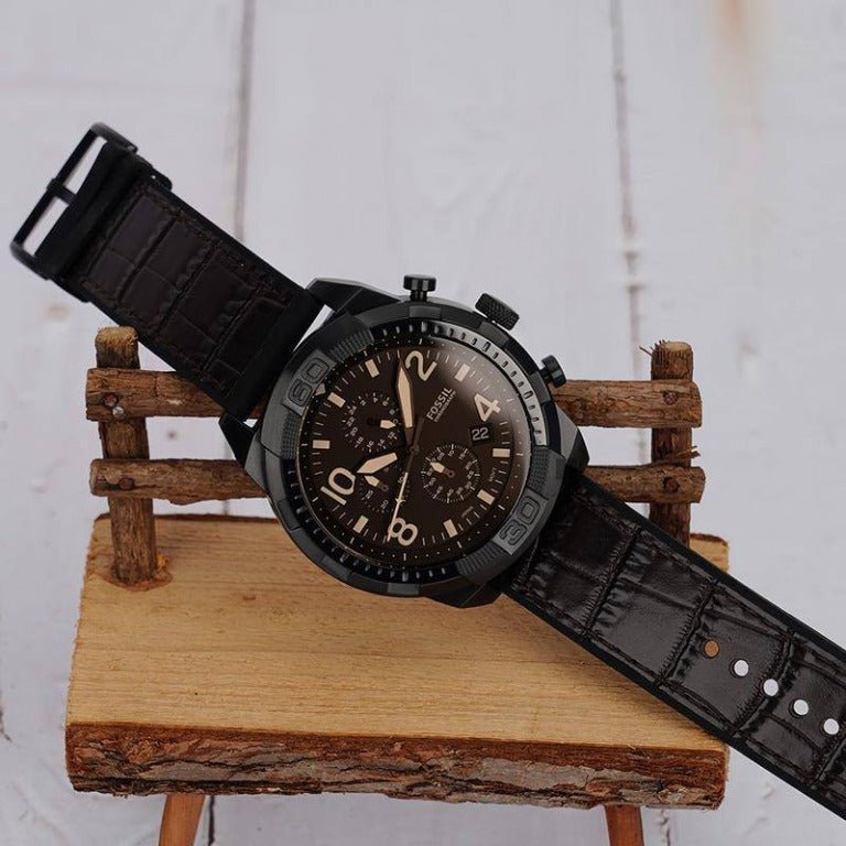 Fossil Bronson Chronograph Brown Croco Leather Men's Watch | FS5713 | TIME Watches