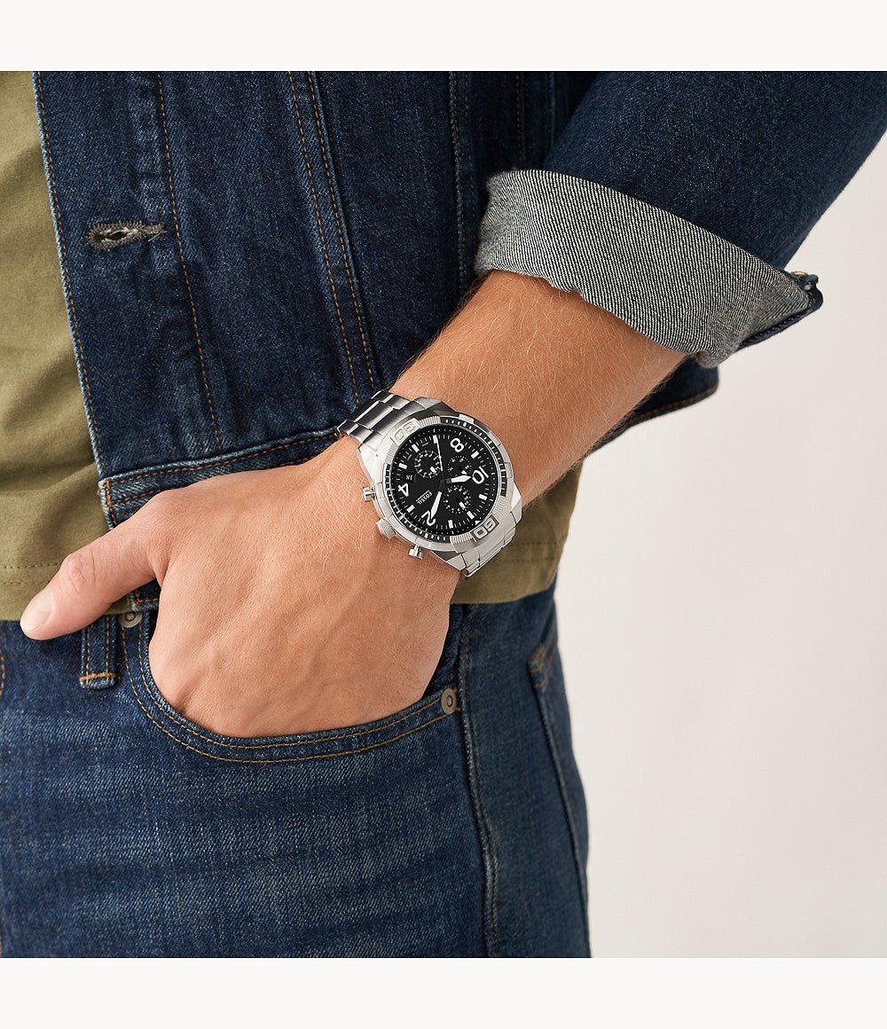 Fossil Bronson Chronograph Stainless Steel Interchangeable Strap Men's Watch | FS5968SET | TIME Watches