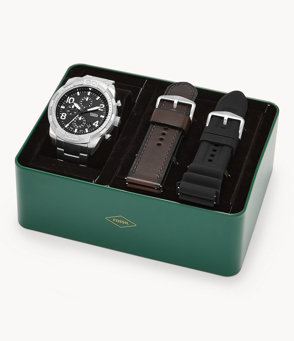 Fossil Bronson Chronograph Stainless Steel Interchangeable Strap Men's Watch | FS5968SET | TIME Watches
