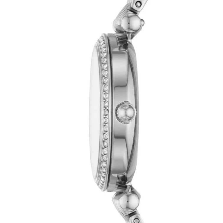 Fossil Carlie Mini Silver Round Stainless Steel Woman's Watch | ES4647 | Time Watch Specialists