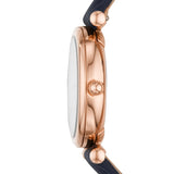 Fossil Carlie Mini Three-Hand Navy Leather Watch - ES4502 | Time Watch Specialists
