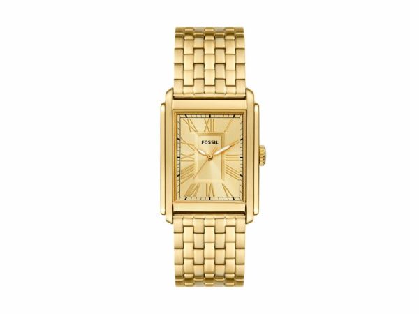 Fossil Men s Carraway Three Hand Gold Tone Stainless Steel Watch Gold FS6009