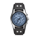 Fossil Coachman Silver/Steel Round Leather Men's Watch - CH2564 | Time Watch Specialists