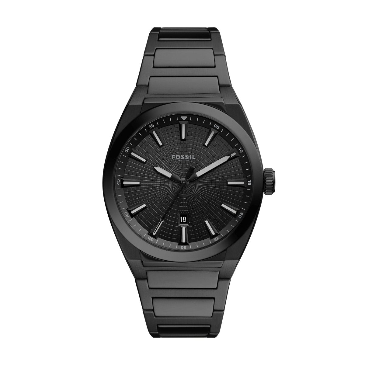 Fossil Everett Three-Hand Date Black Stainless Steel Men's Watch - FS5824 | Time Watch Specialists