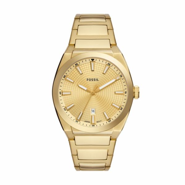 Fossil Everett Three-Hand Date Gold-Tone Stainless Steel Men's Watch | FS5965 | Time Watch Specialists