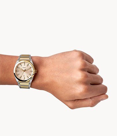 Fossil Everett Three-Hand Date Two-Tone Stainless Steel Men's Watch - FS5823 | Time Watch Specialists