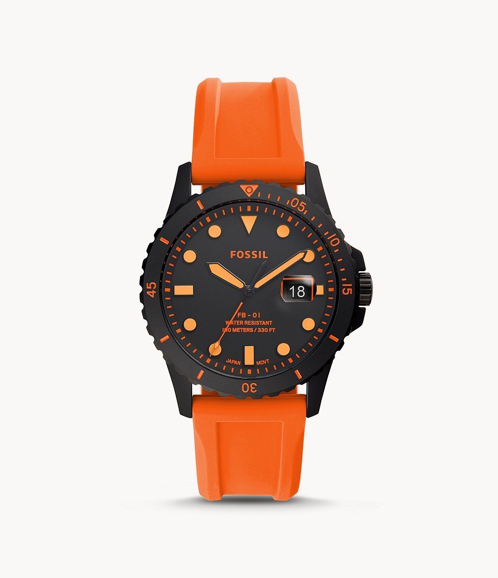 Fossil FB-01 Three-Hand Date Green Silicone Mens Watch | Time Watch Specialists