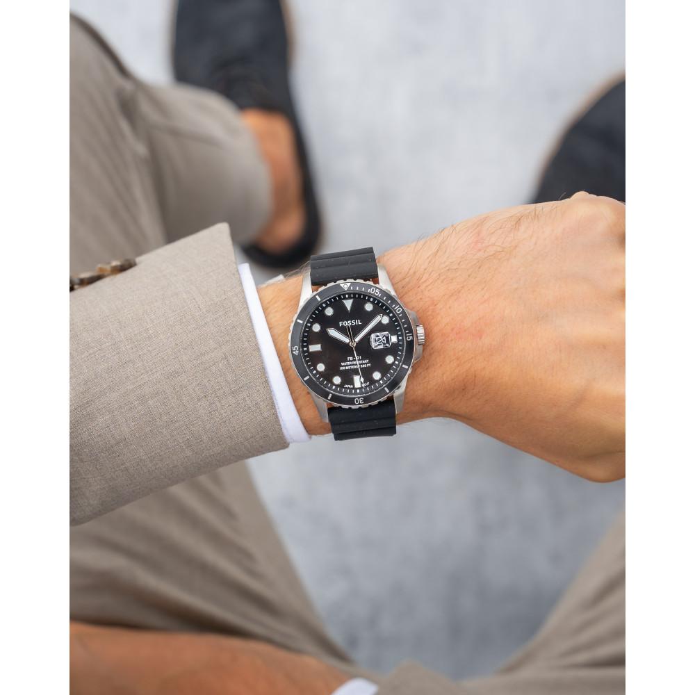 Fossil FB-01 Three-Hand Date Green Silicone Mens Watch | Time Watch Specialists