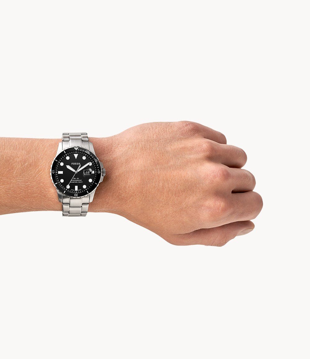 Fossil FB-01 Three-Hand Date Stainless Steel Men's Watch - FS5652 | Time Watch Specialists