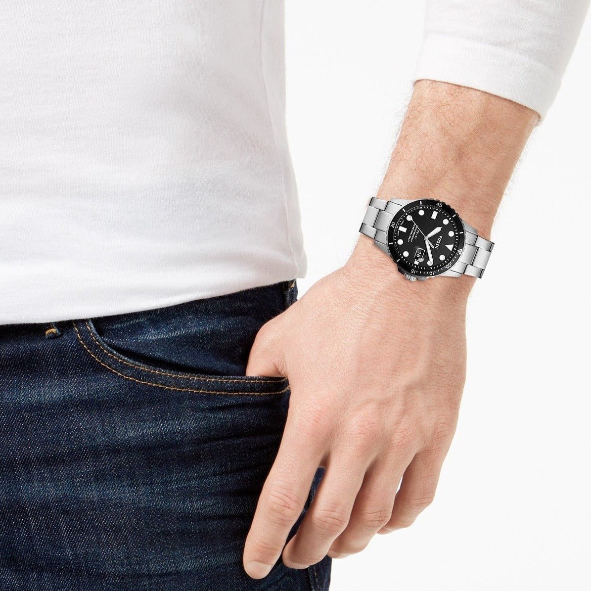 Fossil FB-01 Three-Hand Date Stainless Steel Men's Watch - FS5652 | Time Watch Specialists