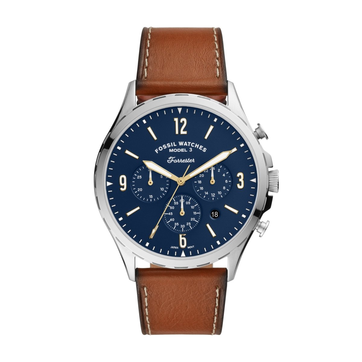 Fossil Forrester Chronograph Luggage Leather Strap Men's Watch - FS5607 | Time Watch Specialists
