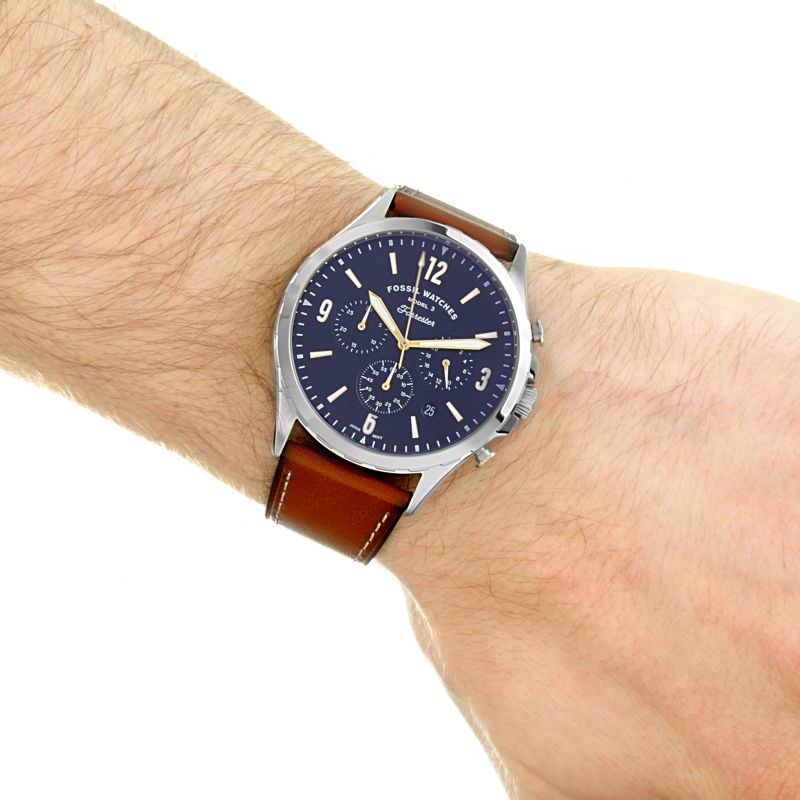 Fossil Forrester Chronograph Luggage Leather Strap Men's Watch - FS5607 | Time Watch Specialists