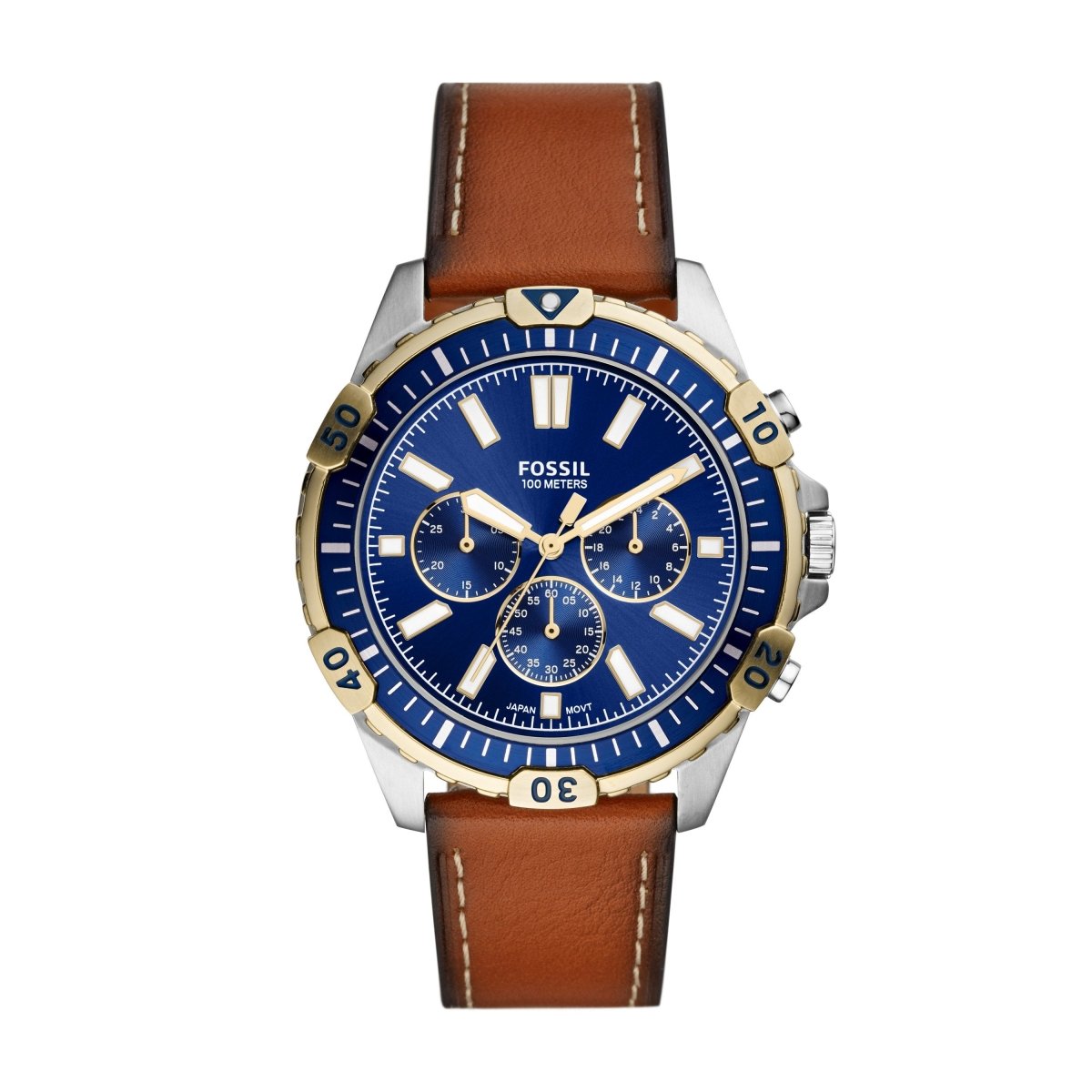 Fossil Garrett Chronograph Luggage Leather Men's Watch - FS5625 | Time Watch Specialists