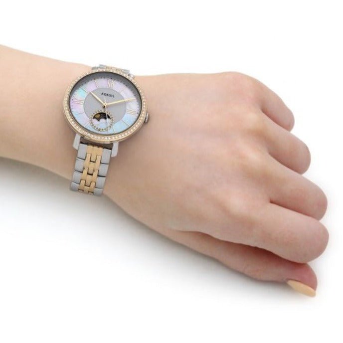 Fossil Jacqueline White Dial With Two-Tone Stainless Steel Strap Women Watch | ES5166 | Time Watch Specialists