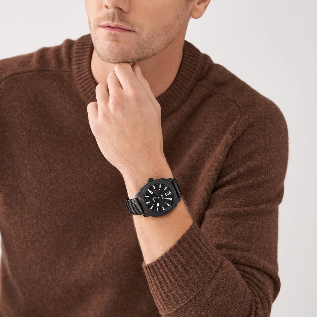 Fossil Machine Three-Hand Date Black Stainless Steel Men's Watch | FS5971 | Time Watch Specialists