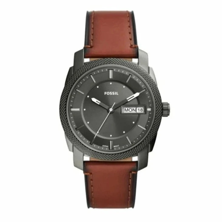 Fossil Machine Three-Hand Date Brown Leather Men's Watch - FS5900 | Time Watch Specialists