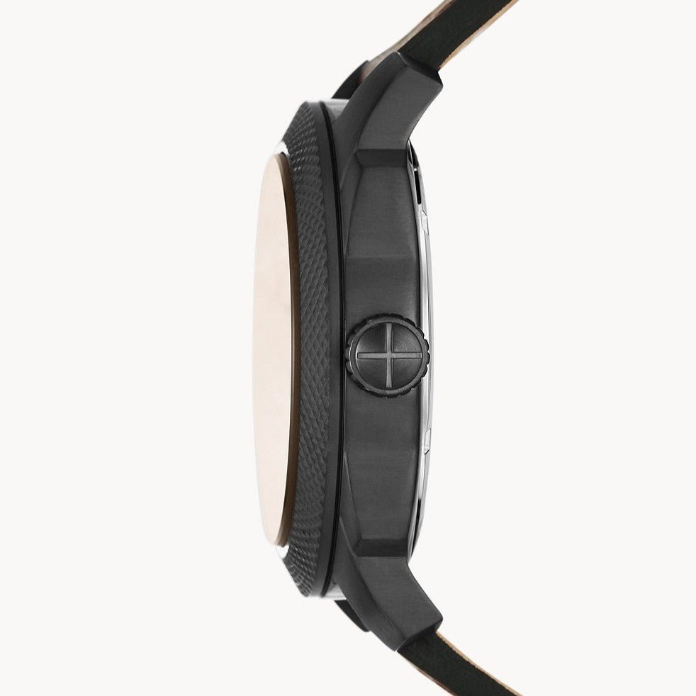 Fossil Machine Three-hand Date Dark Brown LiteHide™ Men's Leather Watch | FS5972 | Time Watch Specialists