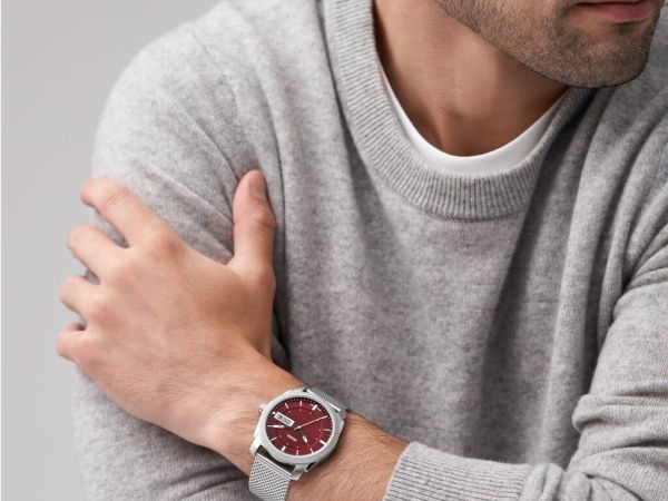 Fossil Machine Three-Hand Day-Date Stainless Steel Men's Watch | FS6014 | Time Watch Specialists