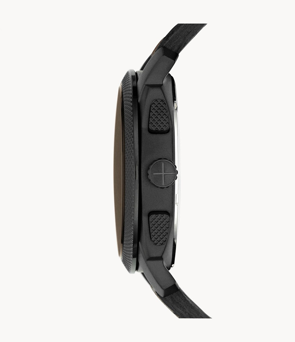 Fossil Men's Machine Black Round Leather Watch - FS5251SET | Time Watch Specialists