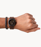 Fossil Men's Machine Black Round Leather Watch - FS5251SET | Time Watch Specialists