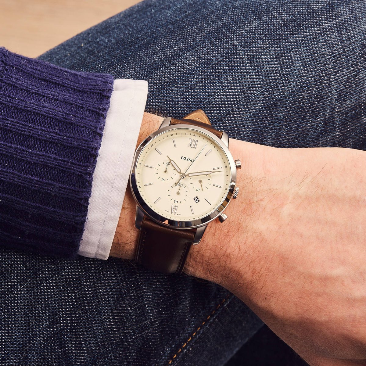 Fossil Neutra Chronograph Brown Leather Men's Watch - FS5380 | Time Watch Specialists