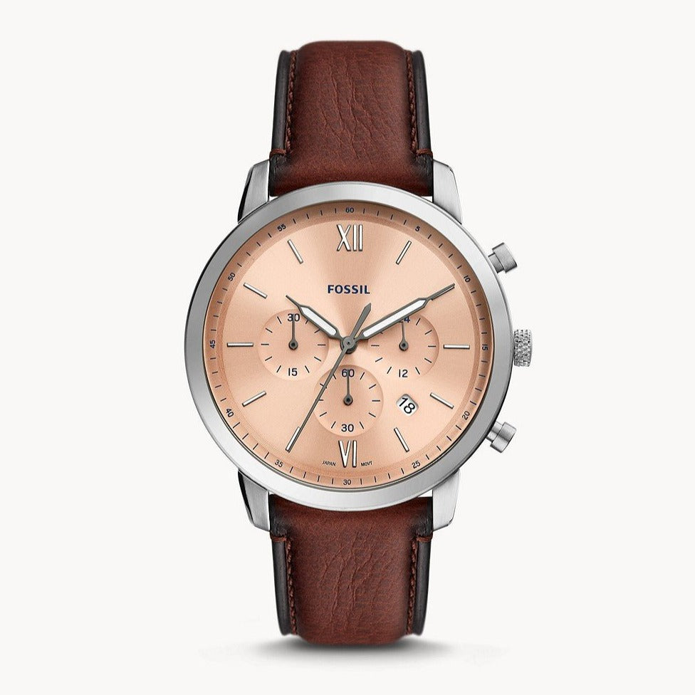 Fossil Neutra Chronograph Medium Brown LiteHide™ Leather Men's Watch | FS5982 | Time Watch Specialists