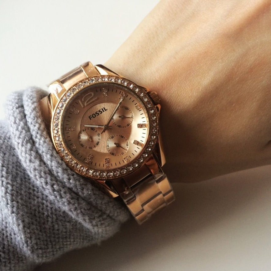 Fossil Riley Rose Gold Women's Watch - ES2811 | Time Watch Specialists