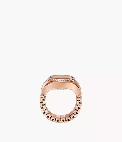 Fossil Ring Two-Hand Rose Gold-Tone Stainless Woman's Watch Steel | ES5320 | Time Watch Specialists