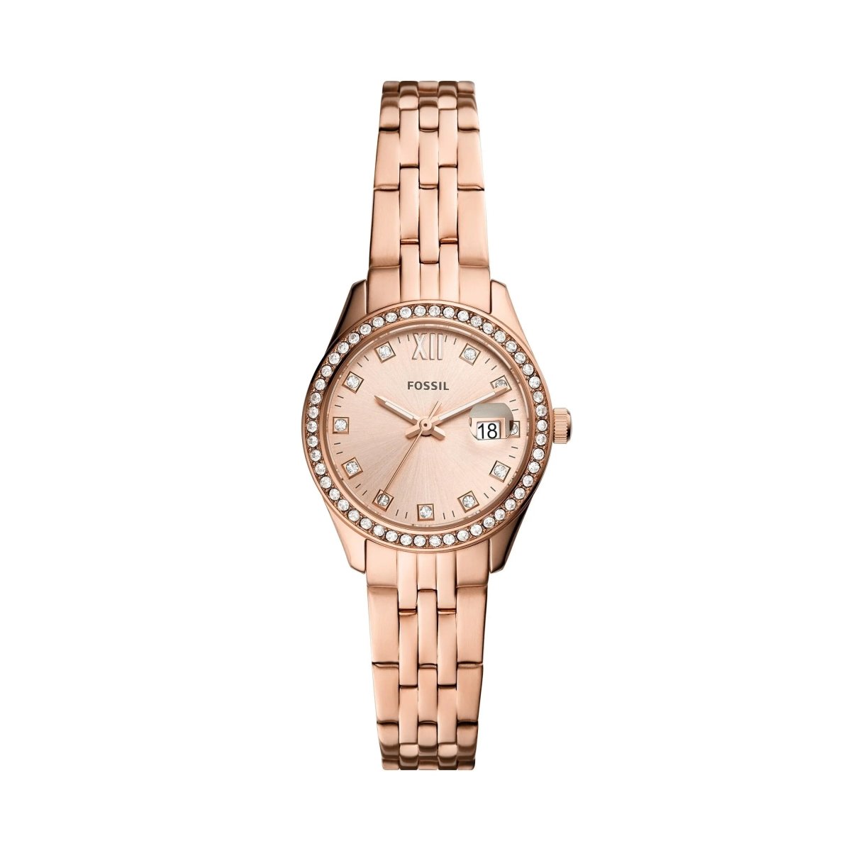 Fossil Scarlette Micro Three-Hand Date Rose Gold-Tone Stainless Steel Women's Watch - ES5038- ES5038 | Time Watch Specialists