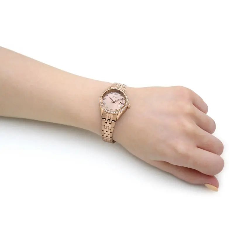 Fossil Scarlette Micro Three-Hand Date Rose Gold-Tone Stainless Steel Women's Watch - ES5038- ES5038 | Time Watch Specialists