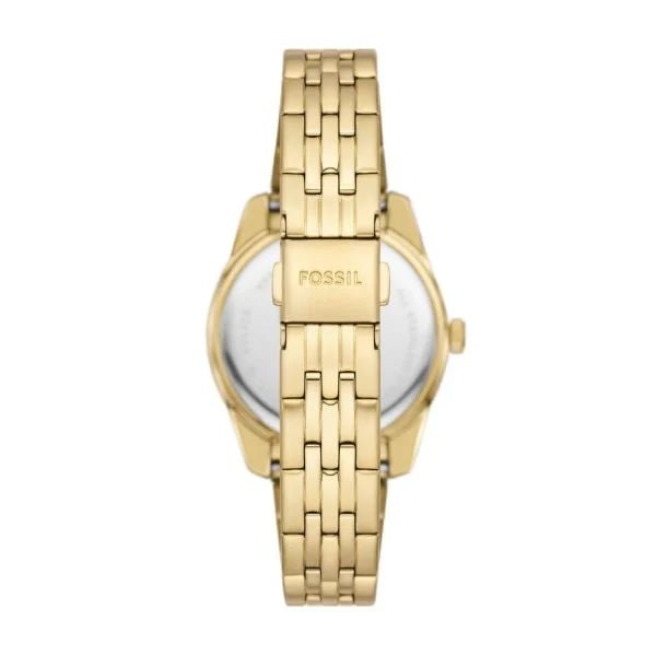 Fossil Scarlette Three-Hand Date Gold-Tone Stainless Steel Woman's Watch | ES5338 | Time Watch Specialists