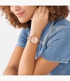 Fossil Scarlette Three-Hand Date Rose Gold-Tone Stainless Steel Women's Watch| ES5258 | Time Watch Specialists