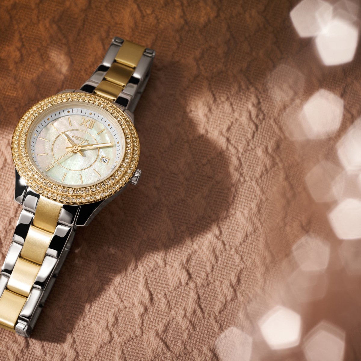 Fossil Stella Three-Hand Date Two-Tone Stainless Steel Watch - ES5138 | Time Watch Specialists