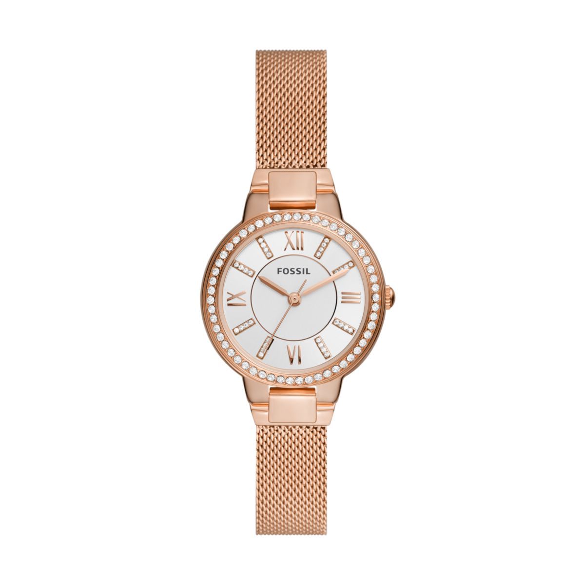 Fossil Virginia Three-Hand Rose Gold-Tone Stainless Steel Mesh Women's Watch - ES5111 | Time Watch Specialists